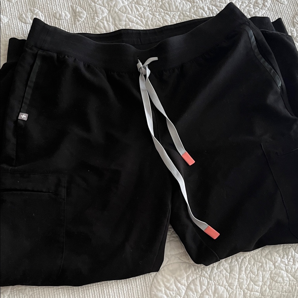Figs Black Jogger Pants with Pink Accents